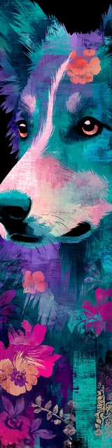 Free printable dog bookmark featuring blue floral german shepherd bookmark